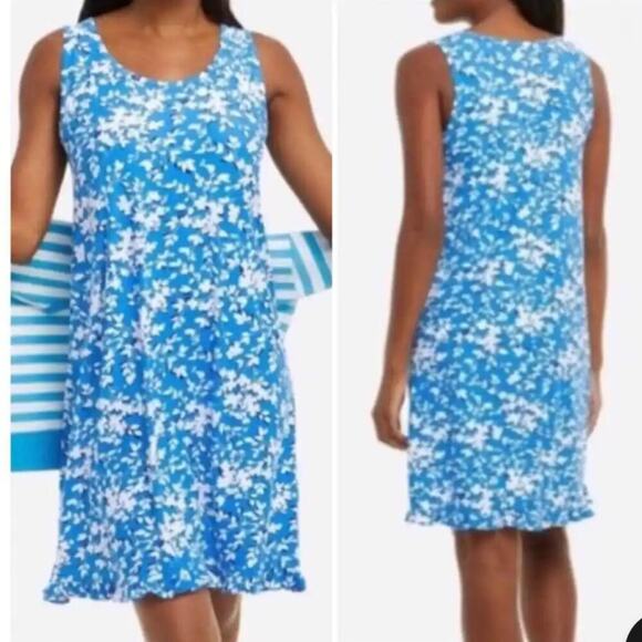 Draper James Sleeveless Floral Print Tank Ruffle Trim Mini Dress Size L/XL - Picture 1 of 9